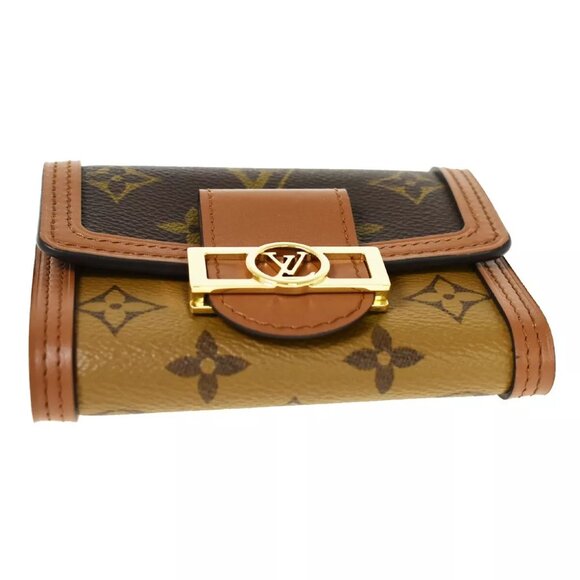 LOUIS VUITTON DAUPHINE COMPACT TRIFOLD WALLET MONOGRAM REVERSE LEATHER 50RC365 - Picture 10 of 14